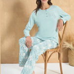 Over Sleep by Poleren Blue Modal Battal Pajama Set