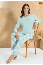 Over Sleep by Poleren Blue Modal Battal Pajama Set